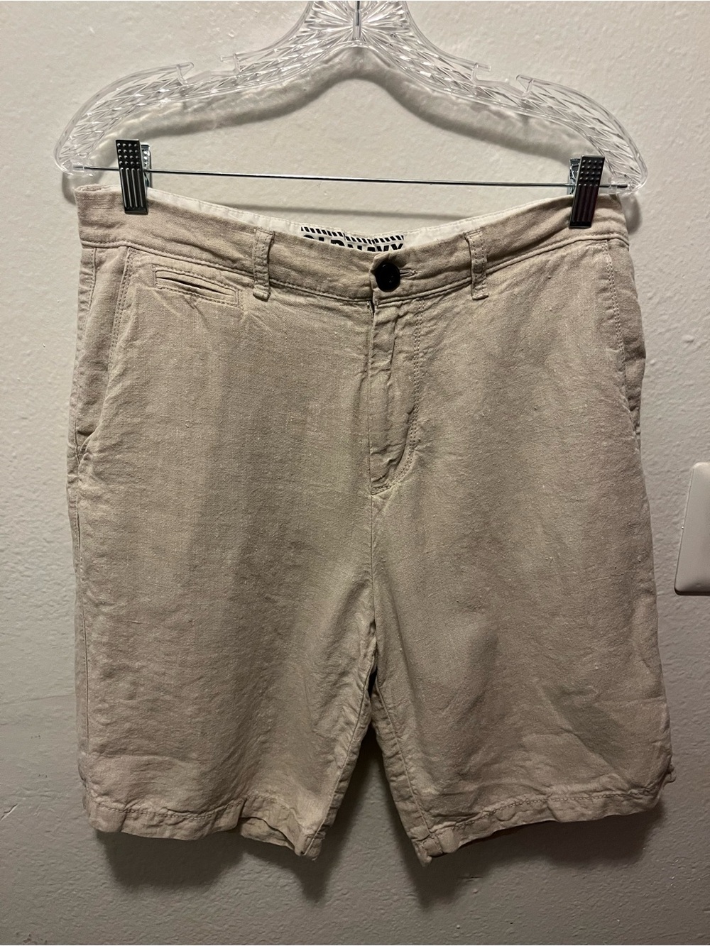 Men's Casual 100% Linen Shorts in Light Beige